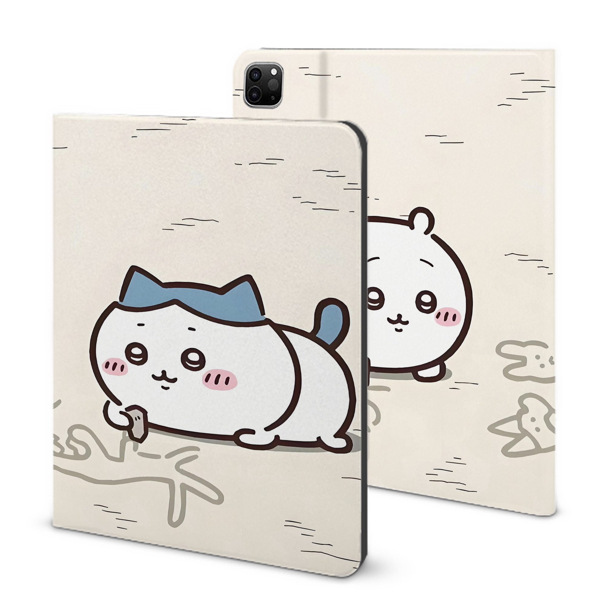 （画像用） ちいかわ Chii-kawa IPad ケース ブック型 PUレザー TPU 耐衝撃 軽量 薄型 ペン収納なし 全面保護 IPad 各モデル対応